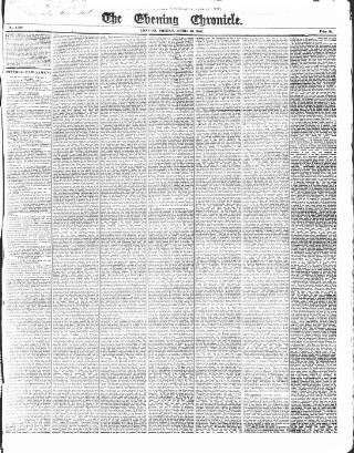 cover page of The Evening Chronicle published on April 25, 1845