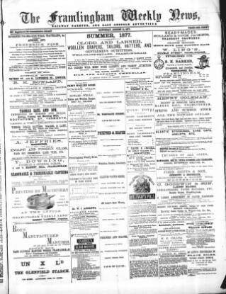 cover page of Framlingham Weekly News published on August 11, 1877