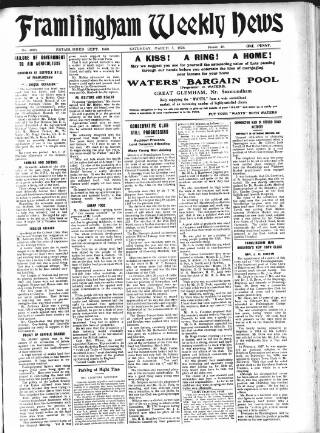 cover page of Framlingham Weekly News published on March 5, 1938