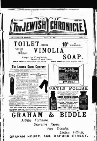 cover page of Jewish Chronicle published on June 19, 1896