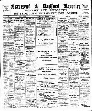 cover page of Gravesend Reporter, North Kent and South Essex Advertiser published on April 17, 1909