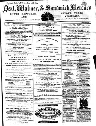 cover page of Deal, Walmer & Sandwich Mercury published on April 24, 1869