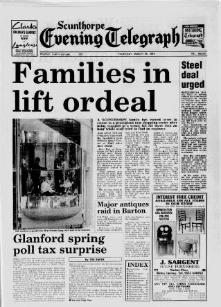 cover page of Scunthorpe Evening Telegraph published on March 28, 1991