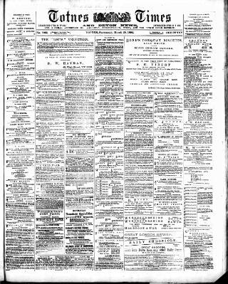 cover page of Totnes Weekly Times published on March 28, 1885