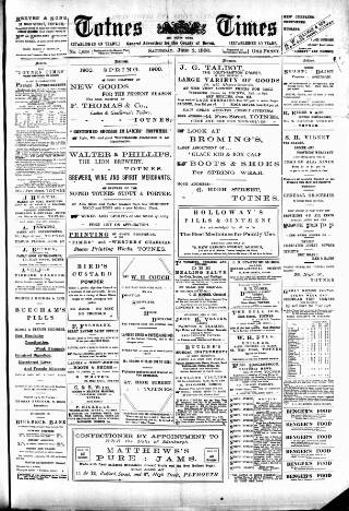 cover page of Totnes Weekly Times published on June 2, 1900