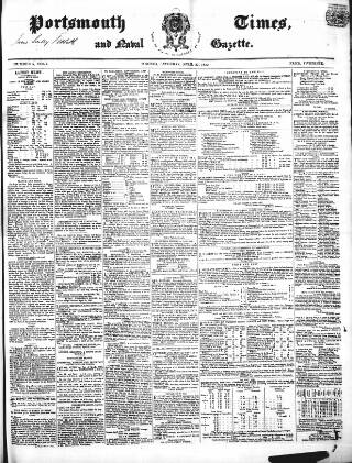 cover page of Portsmouth Times and Naval Gazette published on April 27, 1850