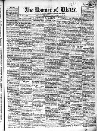 cover page of Banner of Ulster published on December 5, 1854