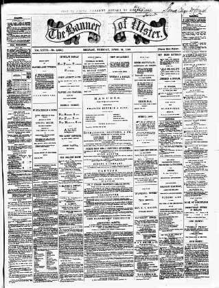 cover page of Banner of Ulster published on April 27, 1869