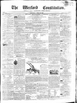 cover page of Wexford Constitution published on April 26, 1862