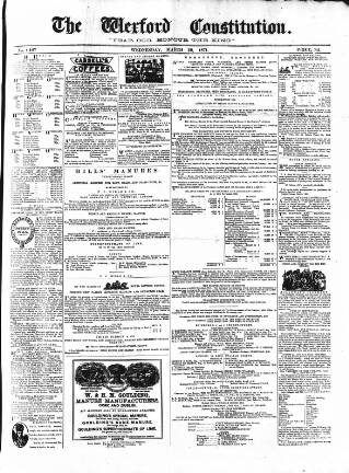 cover page of Wexford Constitution published on March 29, 1871