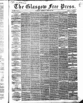 cover page of Glasgow Free Press published on April 26, 1856