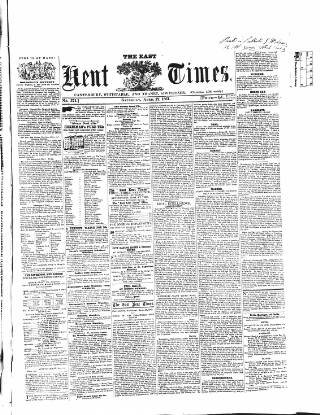 cover page of East Kent Times published on April 27, 1861