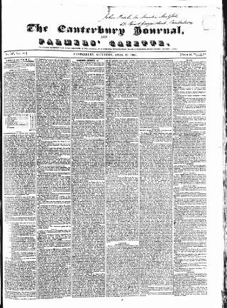 cover page of Canterbury Journal, Kentish Times and Farmers' Gazette published on April 19, 1851