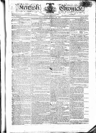 cover page of Kentish Weekly Post or Canterbury Journal published on April 26, 1803
