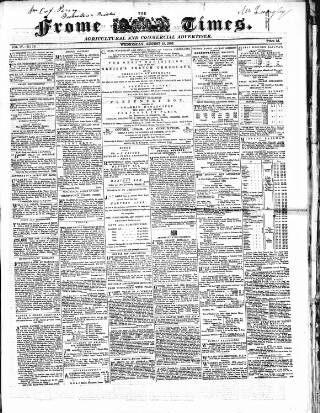 cover page of Frome Times published on August 13, 1862