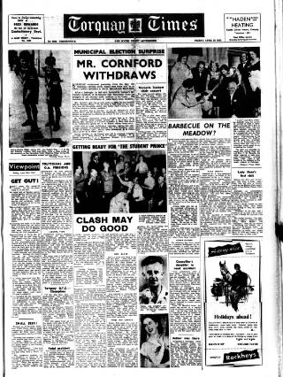 cover page of Torquay Times, and South Devon Advertiser published on April 26, 1957