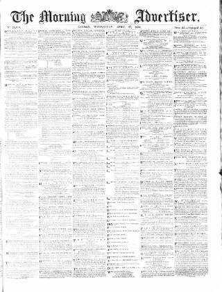 cover page of Morning Advertiser published on April 27, 1870