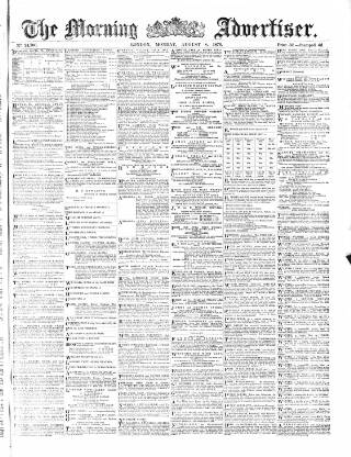cover page of Morning Advertiser published on August 8, 1870