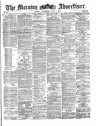 cover page of Morning Advertiser published on June 7, 1871