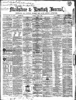 cover page of Maidstone Journal and Kentish Advertiser published on June 2, 1863