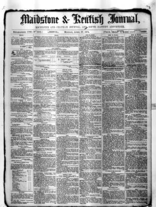cover page of Maidstone Journal and Kentish Advertiser published on April 27, 1874