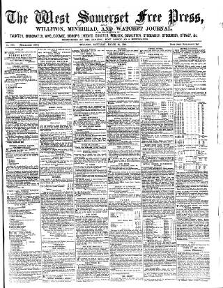 cover page of West Somerset Free Press published on March 29, 1884