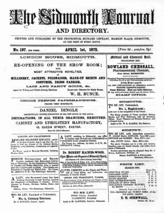 cover page of Sidmouth Journal and Directory published on April 1, 1872