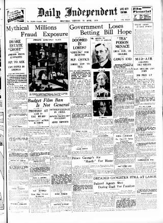 cover page of Sheffield Independent published on April 24, 1934