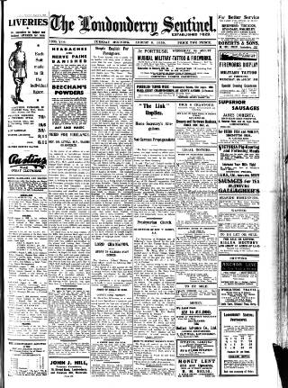cover page of Londonderry Sentinel published on August 8, 1939