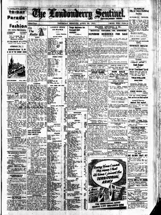 cover page of Londonderry Sentinel published on April 26, 1951