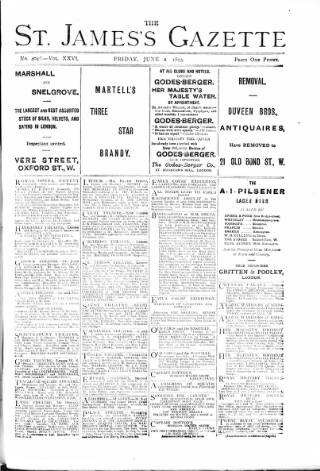 cover page of St James's Gazette published on June 2, 1893