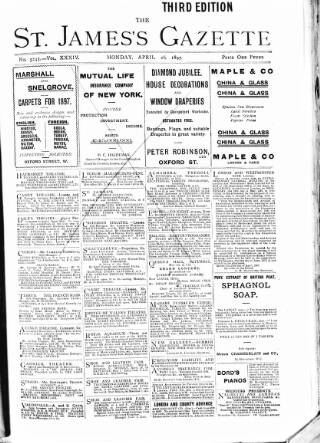 cover page of St James's Gazette published on April 26, 1897