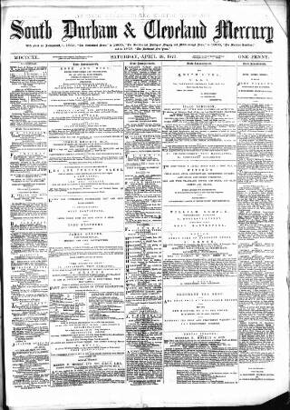 cover page of South Durham & Cleveland Mercury published on April 28, 1877