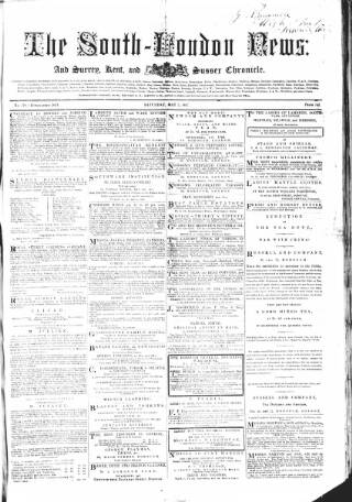 cover page of South-London News published on May 2, 1857