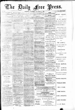 cover page of Aberdeen Free Press published on December 2, 1886