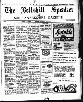 cover page of Bellshill Speaker published on December 4, 1942