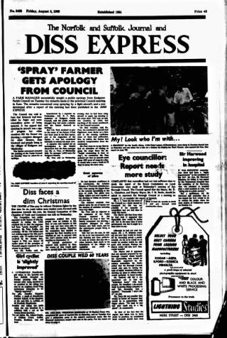 cover page of Diss Express published on August 8, 1969