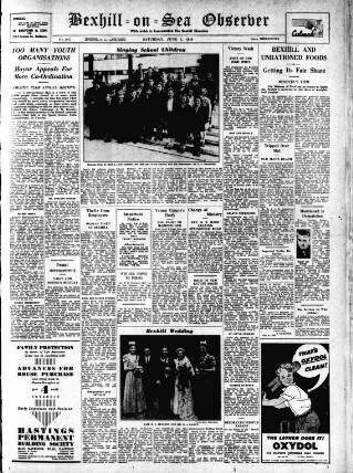 cover page of Bexhill-on-Sea Observer published on June 1, 1946