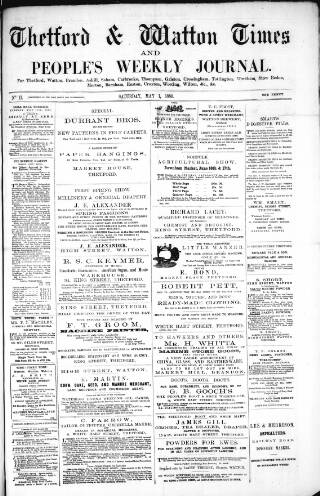 cover page of Thetford & Watton Times published on May 1, 1880