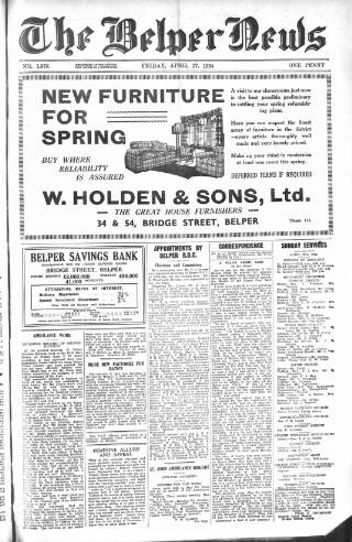cover page of Belper News published on April 27, 1934