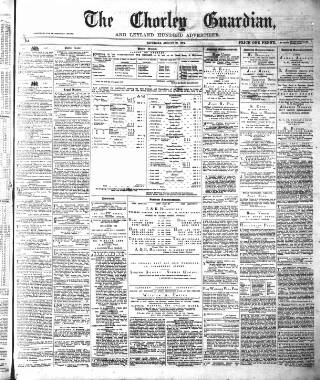 cover page of Chorley Guardian published on August 29, 1874