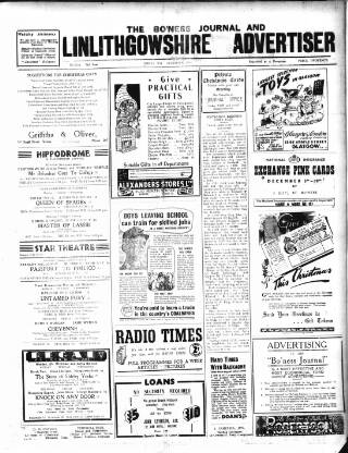 cover page of Bo'ness Journal, and Linlithgow Advertiser published on December 2, 1949