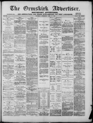 cover page of Ormskirk Advertiser published on April 25, 1889
