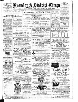cover page of Bromley & District Times published on March 28, 1890