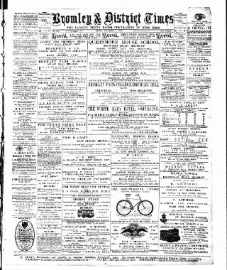 cover page of Bromley & District Times published on December 5, 1890