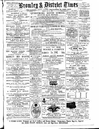 cover page of Bromley & District Times published on May 13, 1892