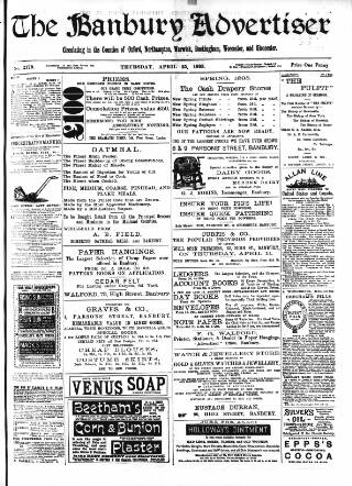 cover page of Banbury Advertiser published on April 25, 1895