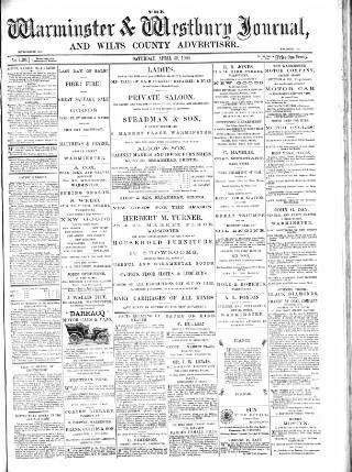 cover page of Warminster & Westbury journal, and Wilts County Advertiser published on April 30, 1904