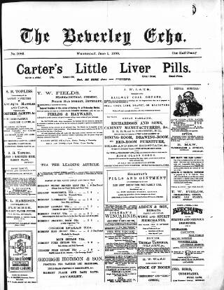 cover page of Beverley Echo published on June 1, 1898