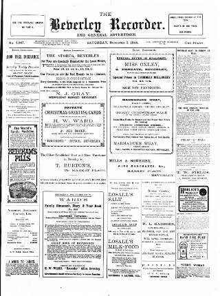 cover page of Beverley and East Riding Recorder published on December 5, 1908
